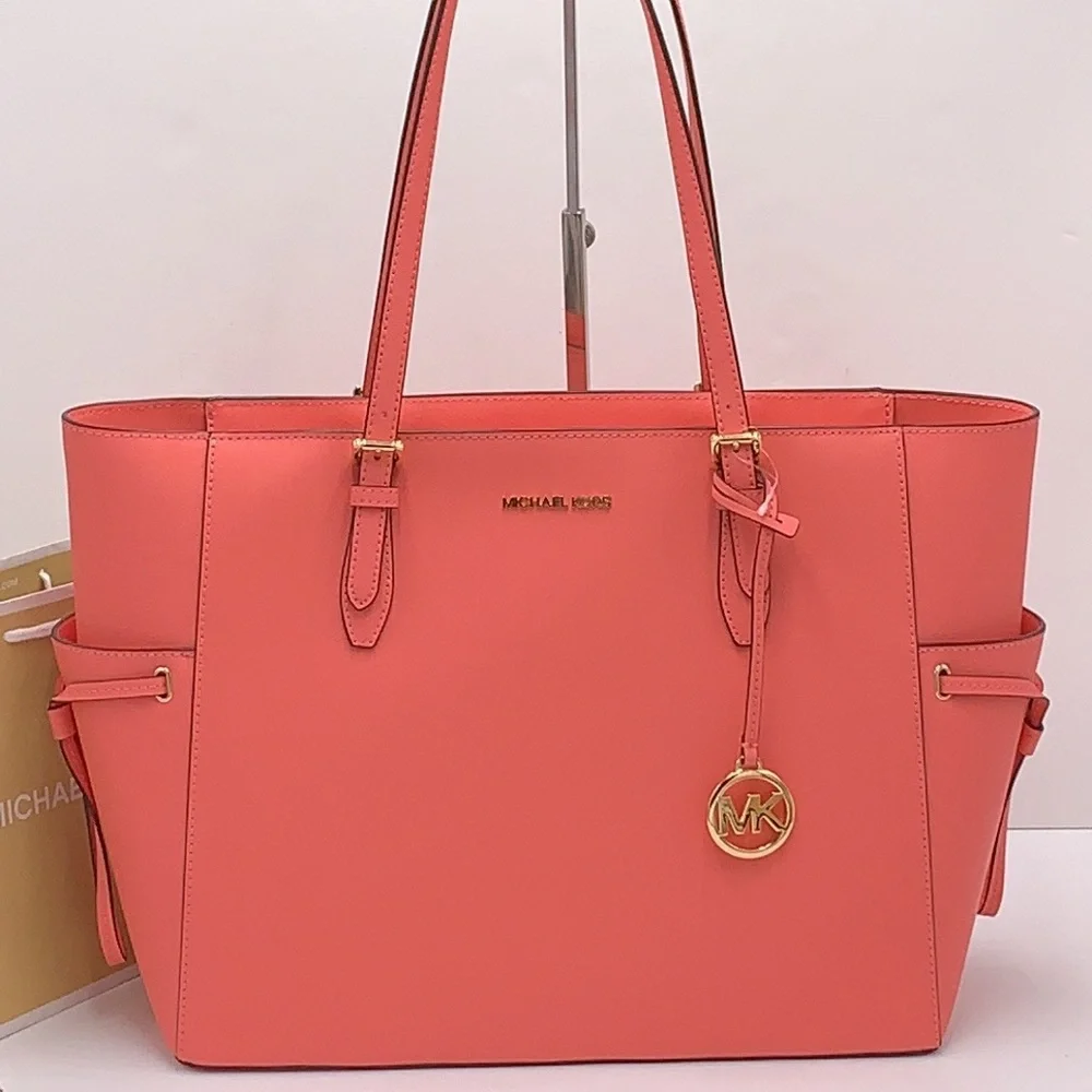 Michael Kors Gilly Large Drawstring Travel Tote Grapefruit Leather